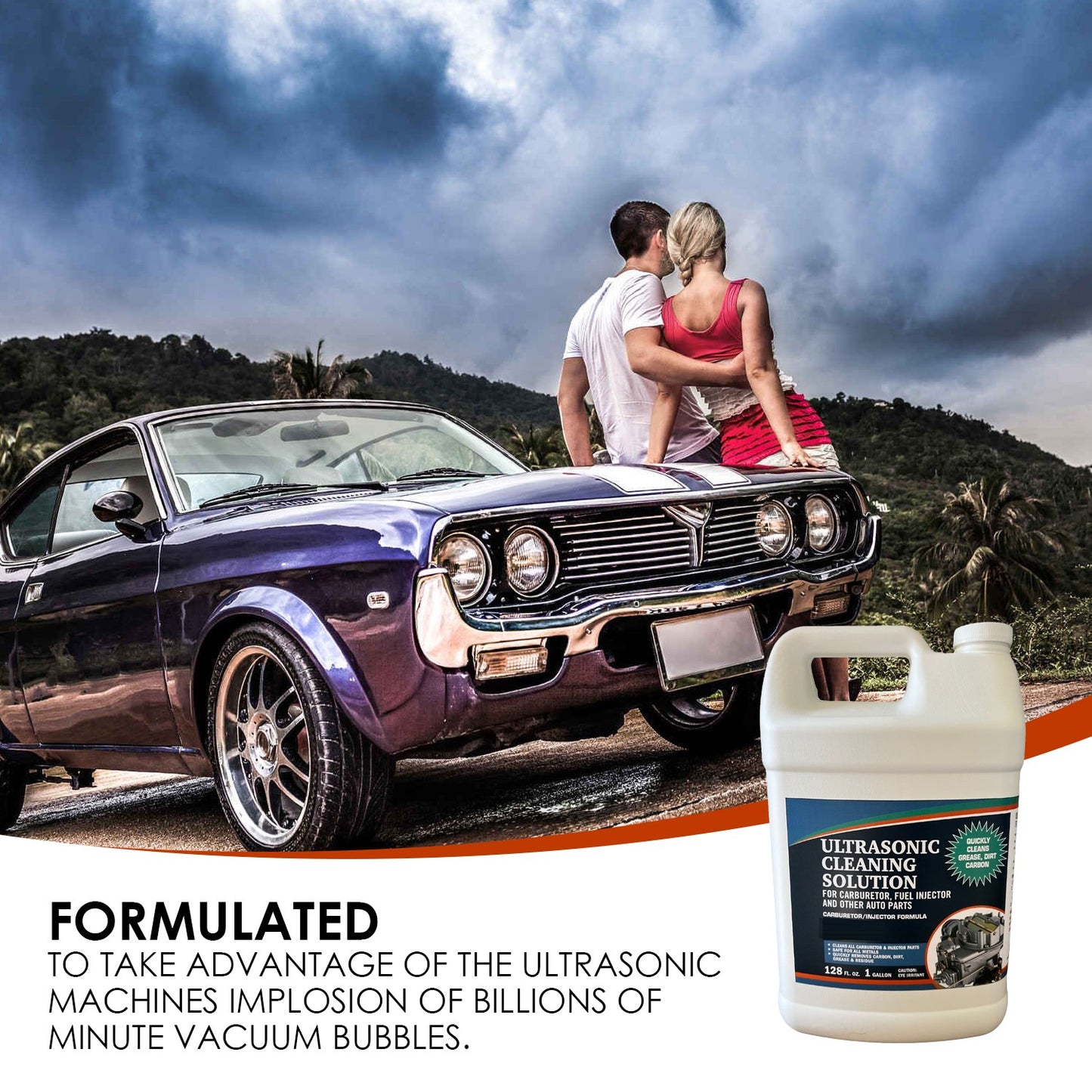 Ultrasonic Cleaner Solution for Carburetors and Engine Parts, Ultrasonic Cleaning Solution and Washing Compound for Ultrasonic and Immersion Washers - Concentrated (1 Gallon)