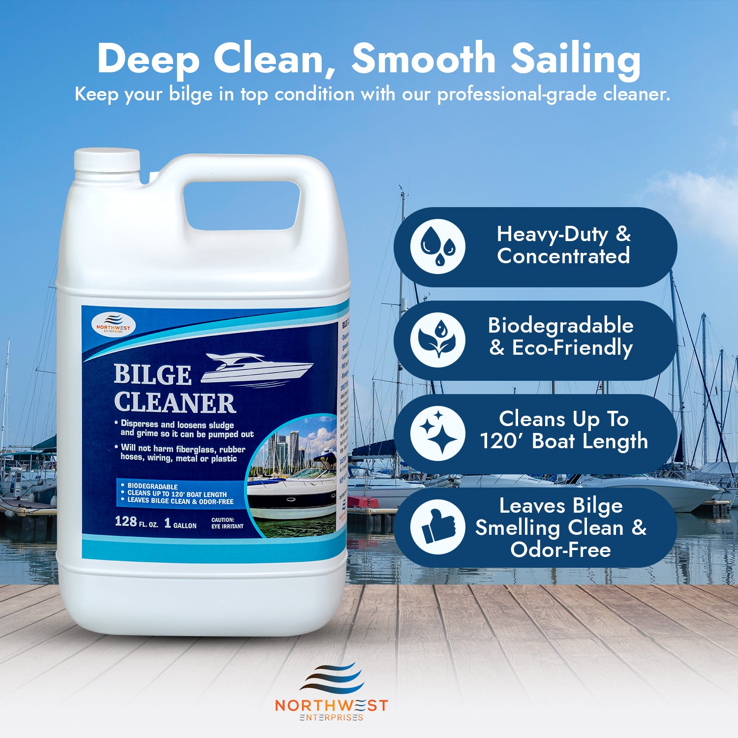 Bilge Cleaner for Boats - Highly Effective Removing Dirt, Grime, Emulsifying Oil, and More. Easy to use, Fast Results