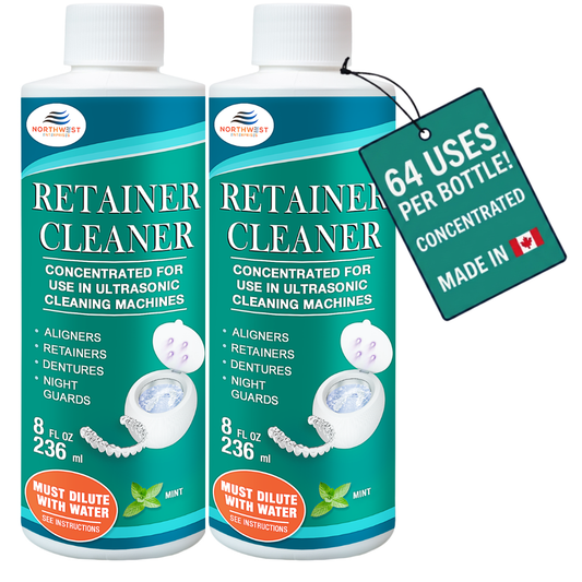 Ultrasonic Retainer Cleaner Solution Concentrate - Ultrasonic Denture Cleaner for Ultrasonic Machines - Cleans Mouthguards, Invisalign, and Nightguards - Odor, Stain and Discoloration Remover (16 oz)