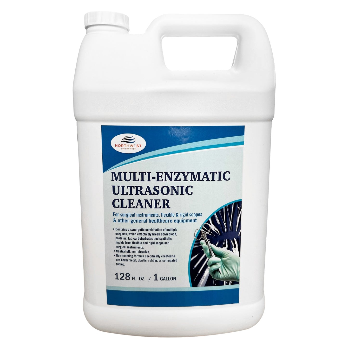 Multi-Enzymatic Ultrasonic Cleaner Solution for Professional Instrument and Equipment Reprocessing. Concentrated. One Gallon.