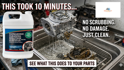 Ultrasonic Cleaner Solution for Carburetors and Engine Parts, Ultrasonic Cleaning Solution and Washing Compound for Ultrasonic and Immersion Washers - Concentrated (1 Gallon)