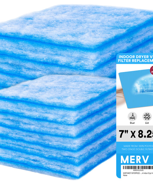 Indoor Dryer Vent Filter Replacement - MERV 7 Double Filtration, Compatible with Better Vent Indoor Dryer Vent Systems (12 pack)