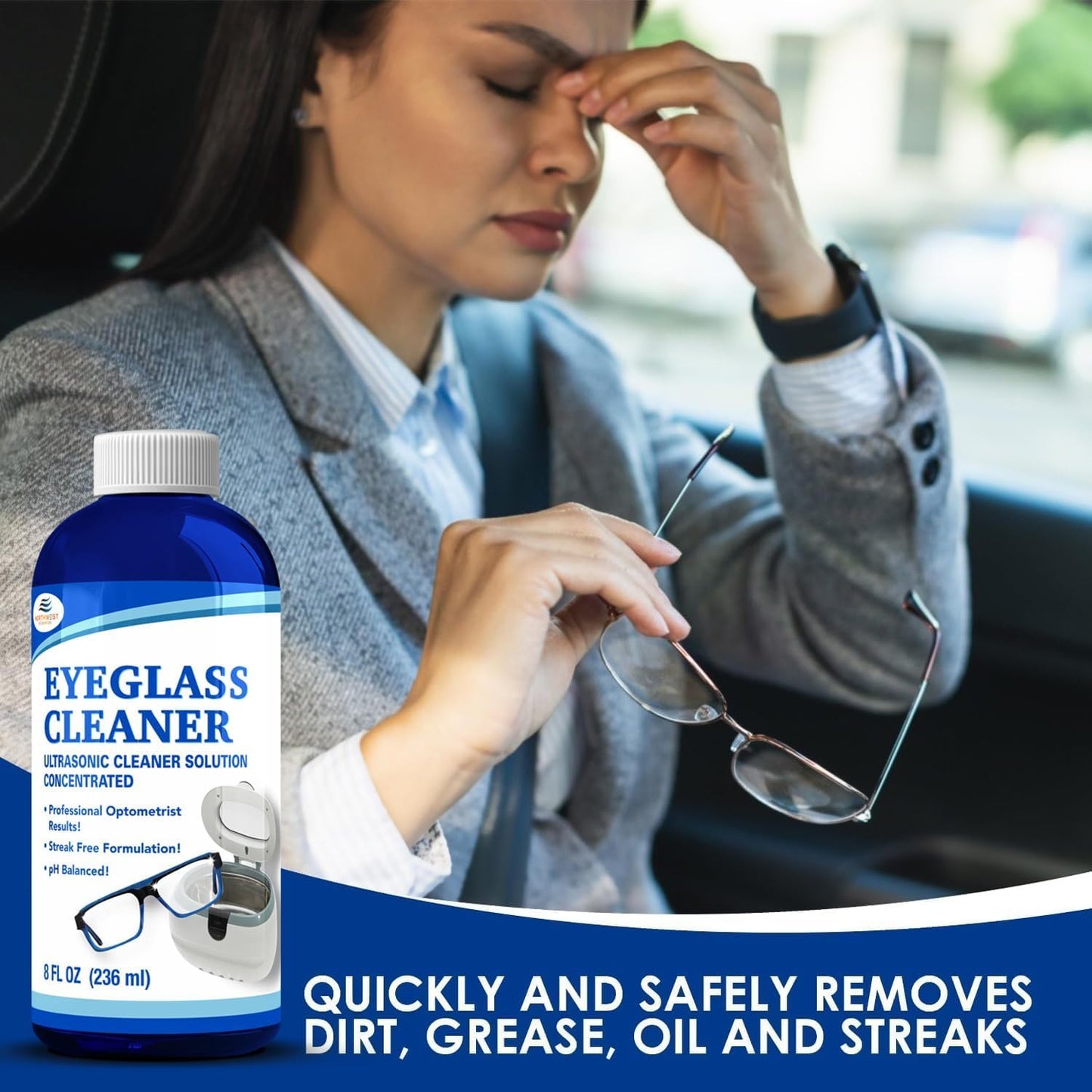 Ultrasonic Eyeglass Cleaner: Ultrasonic Cleaner Solution Concentrate Engineered Specifically as an Ultrasonic Glasses Cleaner  for use in Sonic and Ultrasonic Machines.