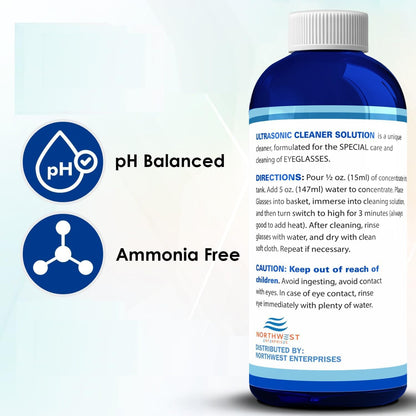 Ultrasonic Eyeglass Cleaner: Ultrasonic Cleaner Solution Concentrate Engineered Specifically as an Ultrasonic Glasses Cleaner  for use in Sonic and Ultrasonic Machines.
