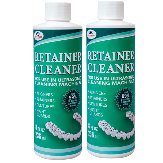 Ultrasonic Retainer Cleaner Solution Concentrate - Ultrasonic Denture Cleaner for Ultrasonic Machines - Cleans Mouthguards, Invisalign, and Nightguards - Odor, Stain and Discoloration Remover (16 oz)