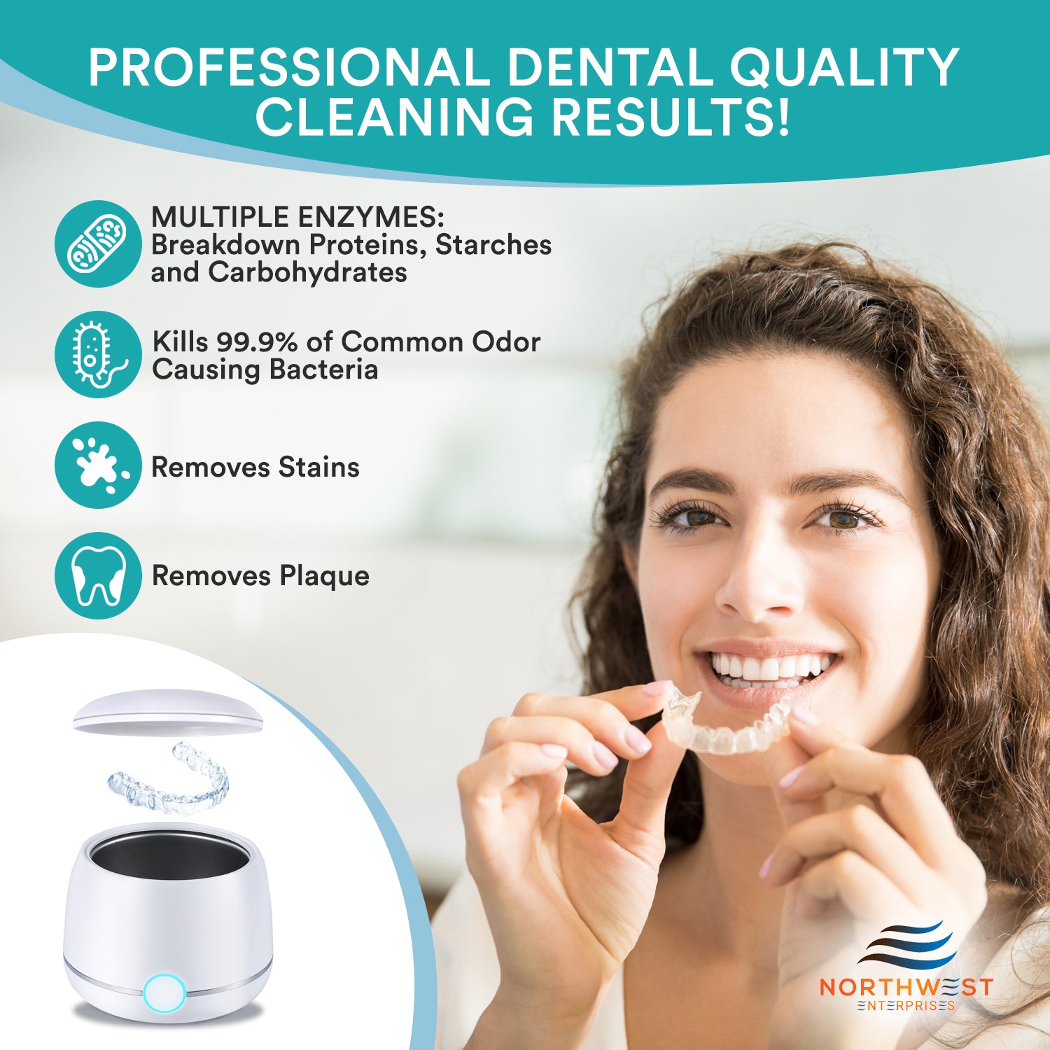 Ultrasonic Retainer Cleaner Solution Concentrate - Ultrasonic Denture Cleaner for Ultrasonic Machines - Cleans Mouthguards, Invisalign, and Nightguards - Odor, Stain and Discoloration Remover (16 oz)