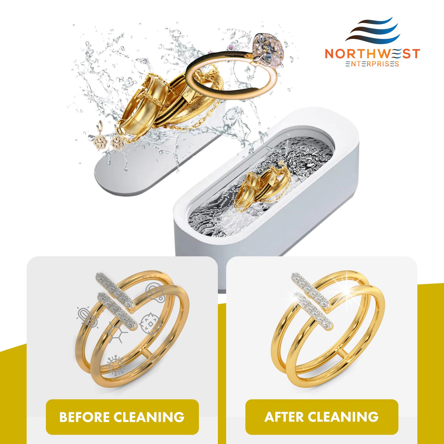 Gold Jewelry Cleaner, Ultrasonic Jewelry Cleaner Solution Concentrate Scientifically Engineered Uniquely for Gold Jewelry