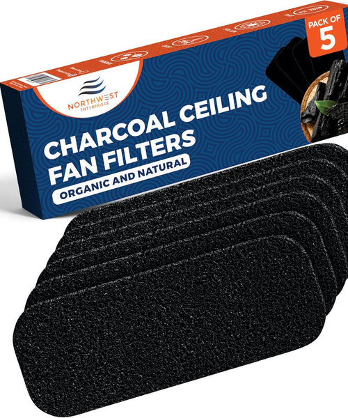 Ceiling Fan Filters - Charcoal Ceiling Fan Filters for Blades - Activated Carbon Air Filters for Indoor Use - Fan Blade Air Purifier Pads That Remove Dust, Pollen, & Household Contaminants (5-Pack)