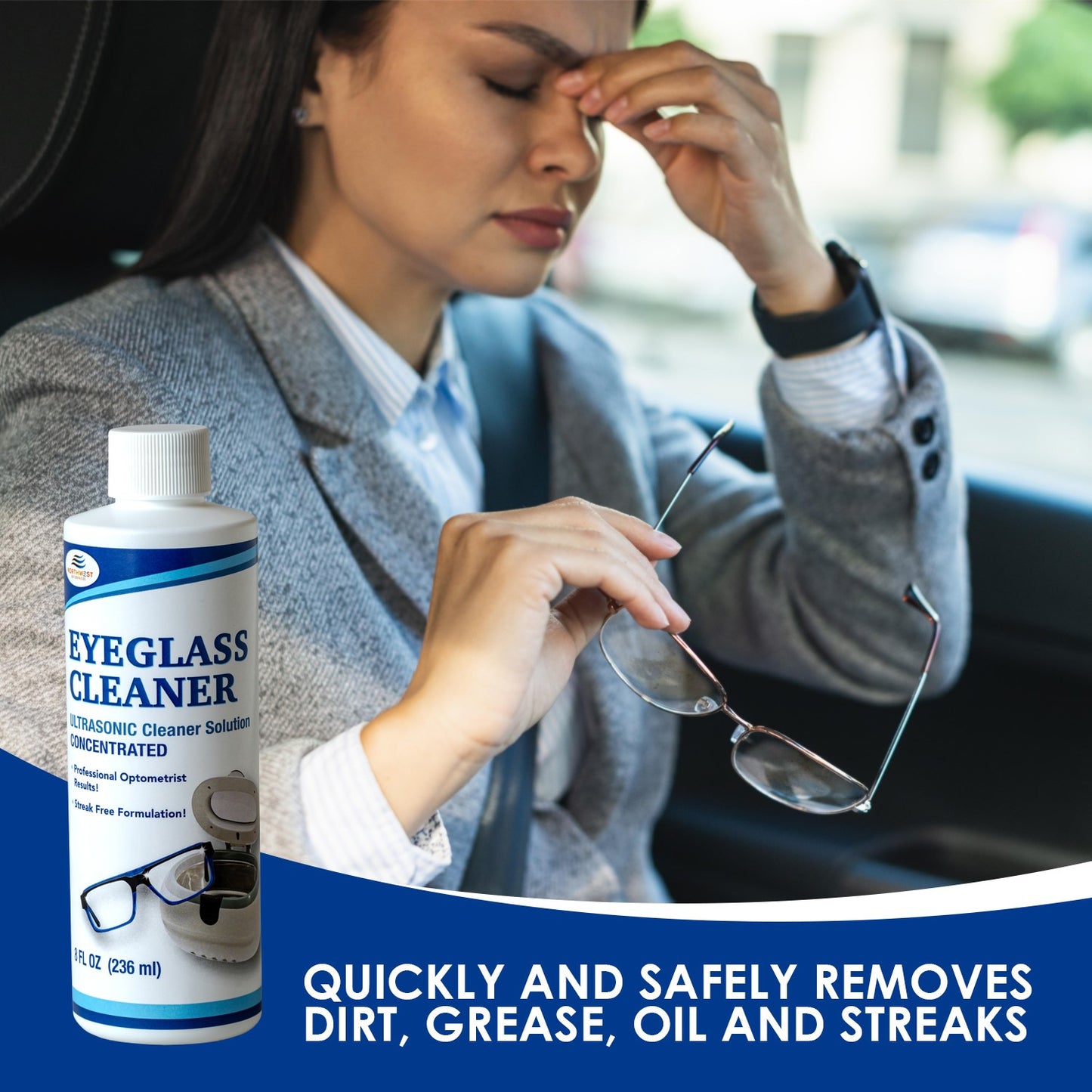 Ultrasonic Eyeglass Cleaner: Ultrasonic Cleaner Solution Concentrate Engineered Specifically as an Ultrasonic Glasses Cleaner  for use in Sonic and Ultrasonic Machines.