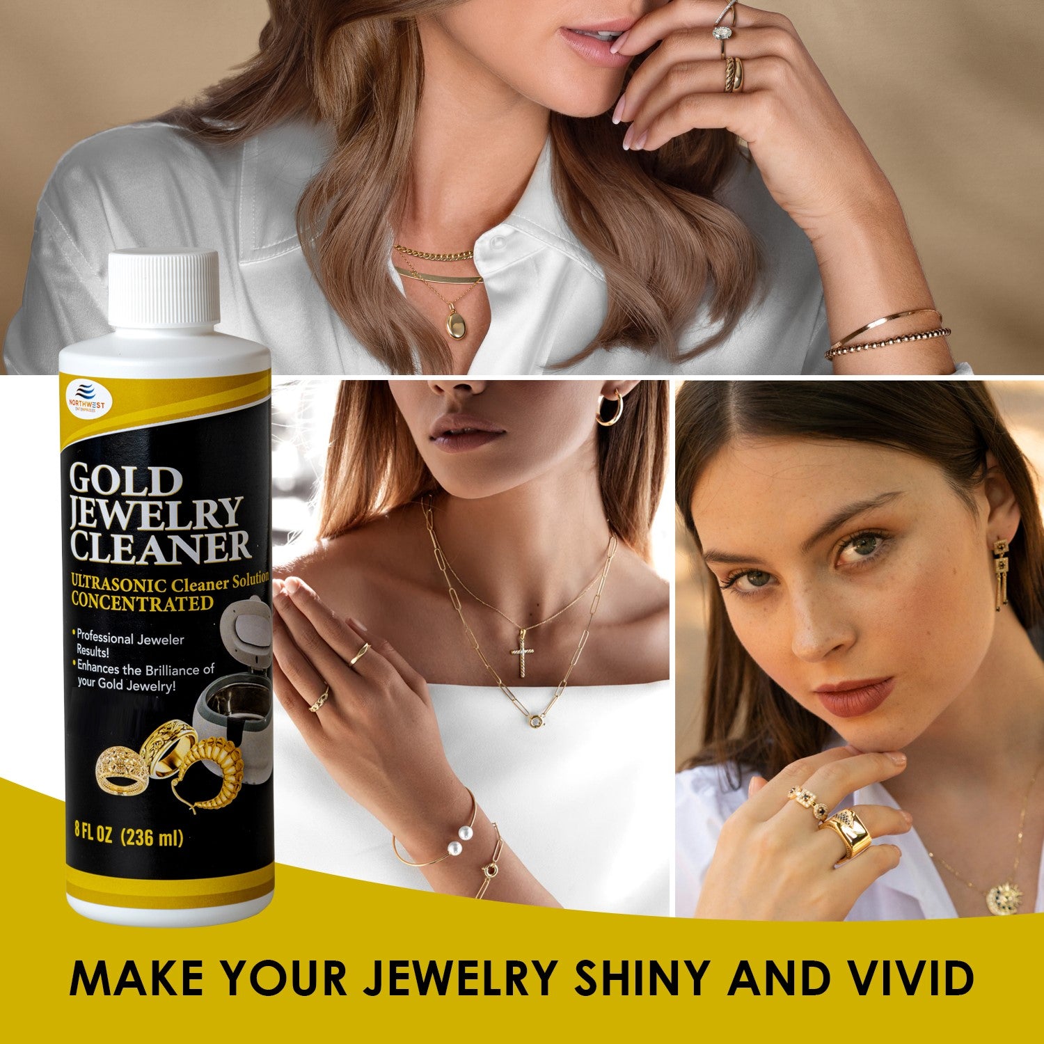 Gold Jewelry Cleaner, Ultrasonic Jewelry Cleaner Solution Concentrate Scientifically Engineered Uniquely for Gold Jewelry