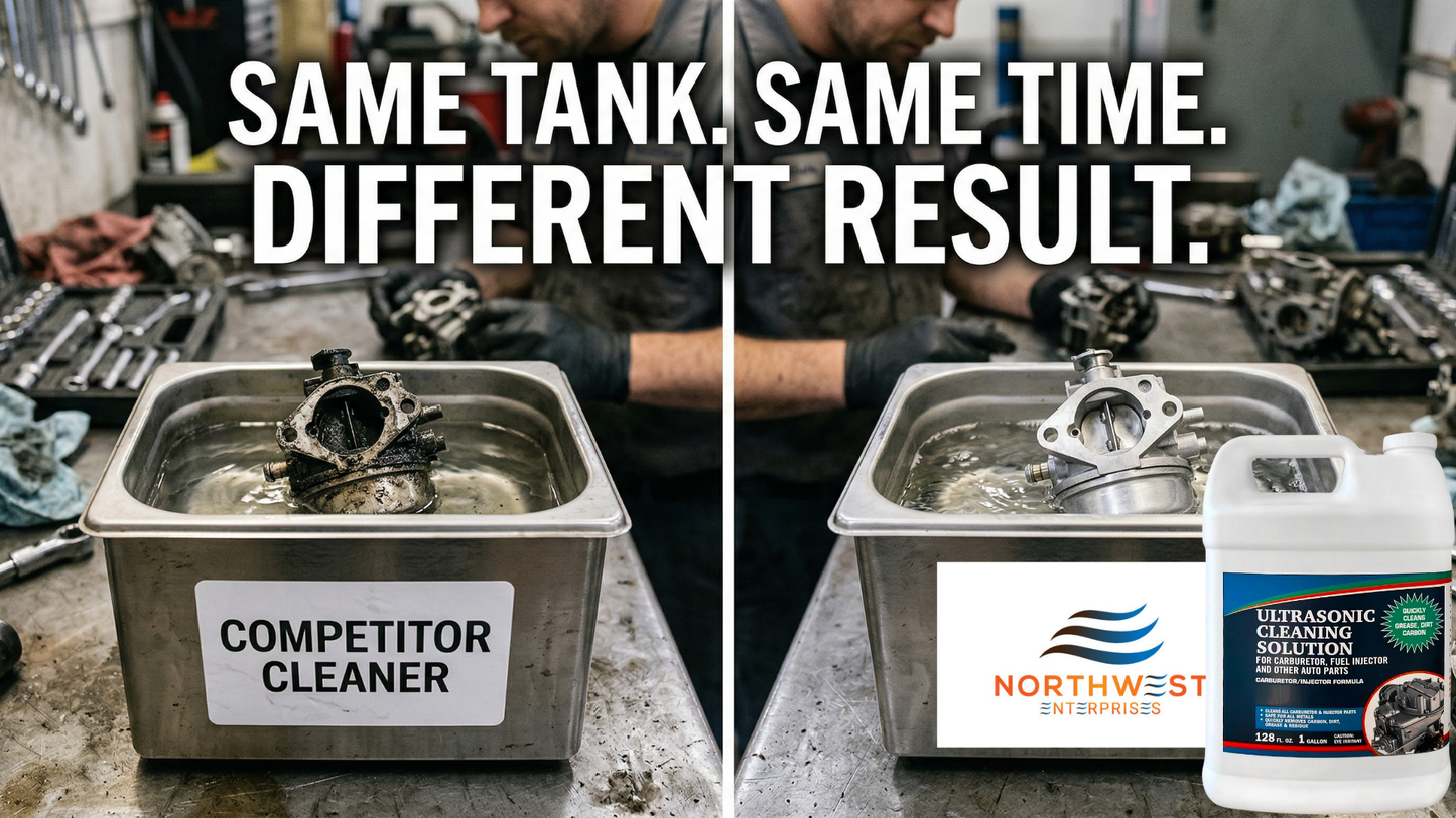 Ultrasonic Cleaner Solution for Carburetors and Engine Parts, Ultrasonic Cleaning Solution and Washing Compound for Ultrasonic and Immersion Washers - Concentrated (1 Gallon)