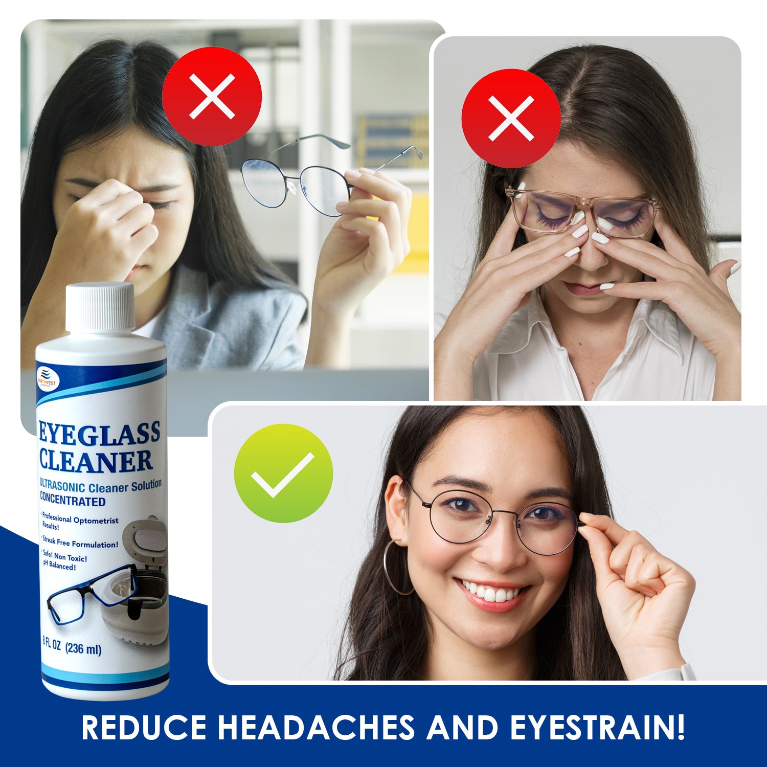 Ultrasonic Eyeglass Cleaner: Ultrasonic Cleaner Solution Concentrate Engineered Specifically as an Ultrasonic Glasses Cleaner  for use in Sonic and Ultrasonic Machines.