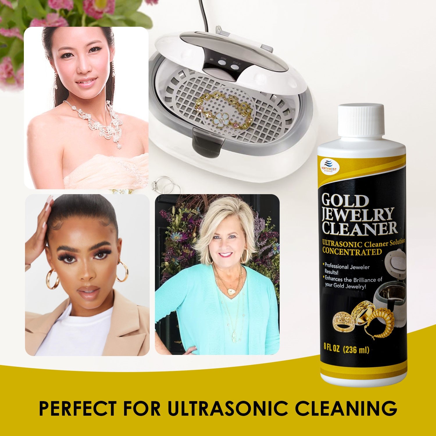 Gold Jewelry Cleaner, Ultrasonic Jewelry Cleaner Solution Concentrate Scientifically Engineered Uniquely for Gold Jewelry