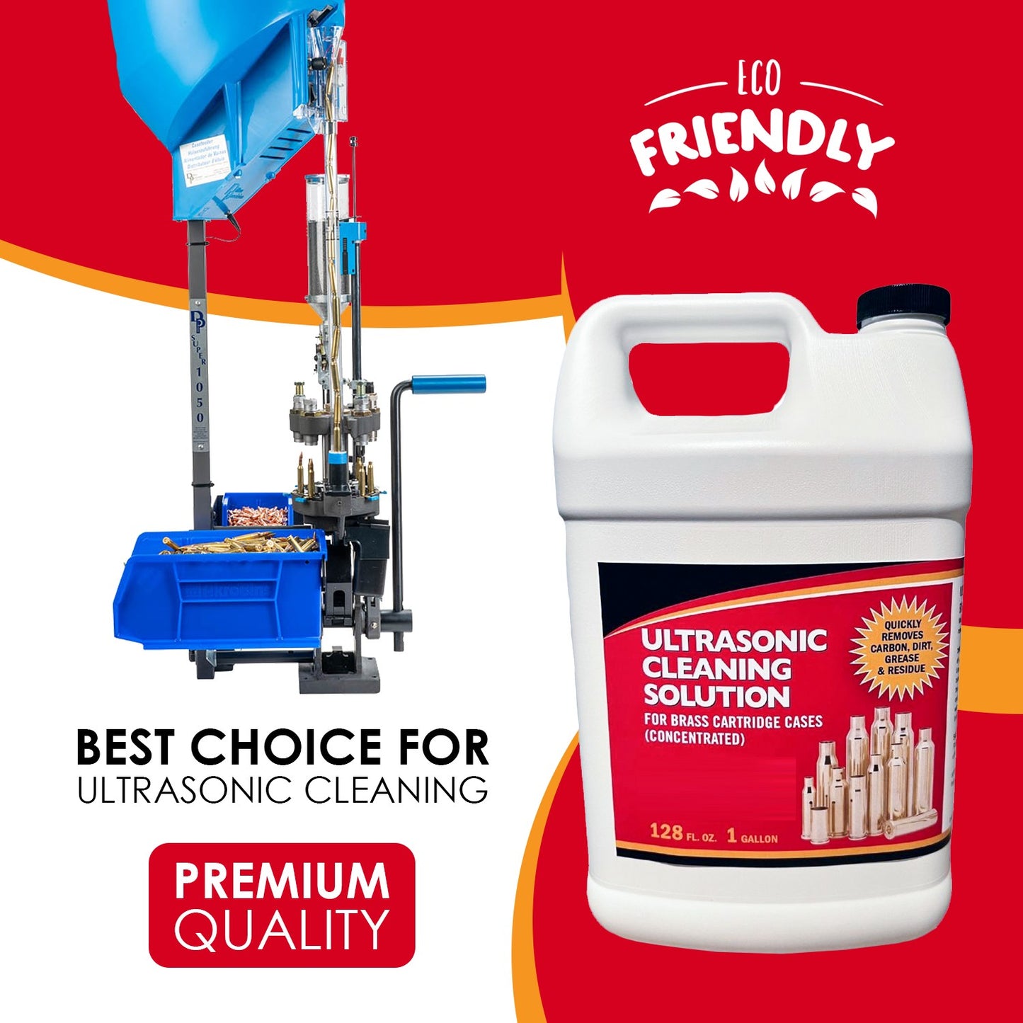 Ultrasonic Cleaner Solution for Gun Brass. Ultrasonic Brass Cleaning Solution Concentrate for Reloading Gun Brass and Brass Ammo Cases. Cleans Inside and Out (1 Gallon)