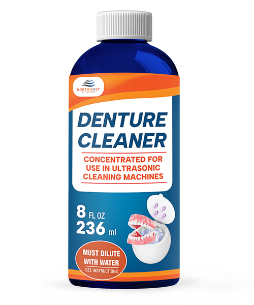 Ultrasonic Denture Cleaner - Denture Cleaner for All Types of Dentures - Denture Cleaning Solution Removes Stains, Plaque, Grime, and Build-up - Works on Retainers, Invisalign, & More (8 Ounce)