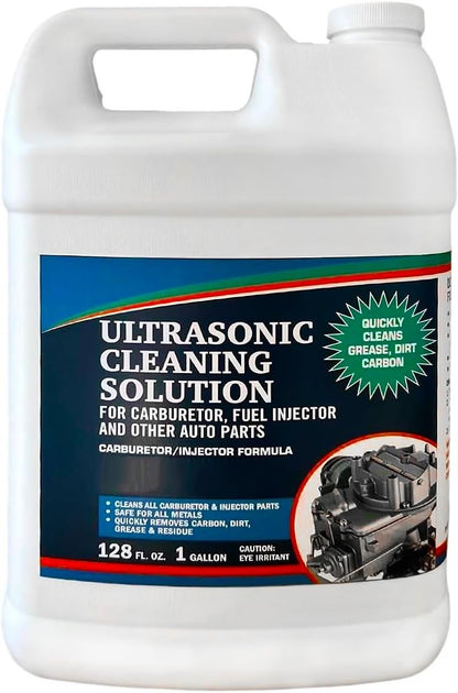 Ultrasonic Cleaner Solution for Carburetors and Engine Parts, Ultrasonic Cleaning Solution and Washing Compound for Ultrasonic and Immersion Washers - Concentrated (1 Gallon)