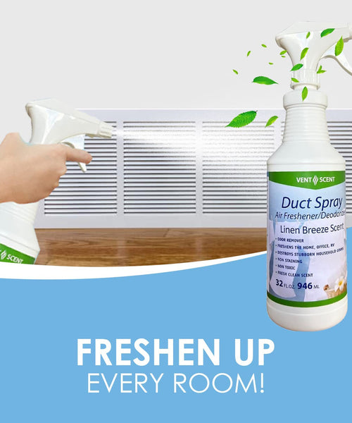 Air Duct Cleaner, HVAC Air Freshener & Air Duct Deodorizer. Professional Air Duct Deodorizer and Odor Remover for Homes, Business, Auto, RVs, and Campers! (Spray and 4"x12" Filters - 24 pack)