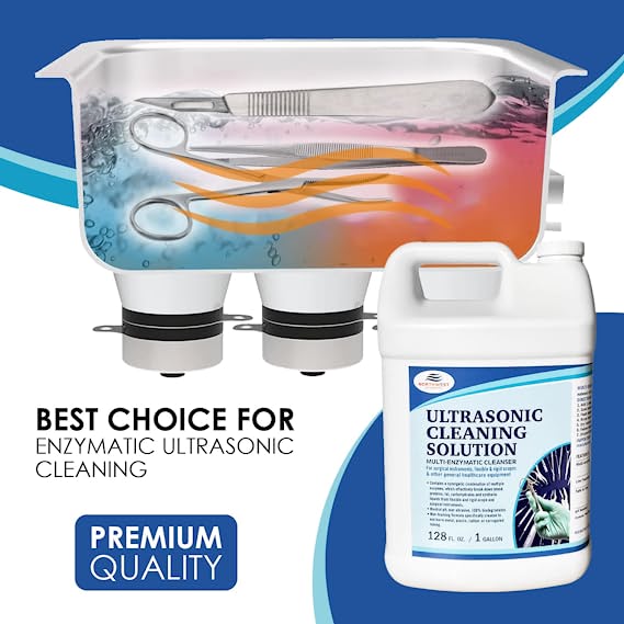 Multi-Enzymatic Ultrasonic Cleaner Solution For Professional Instrument And Equipment Reprocessing. Concentrated. One Gallon.