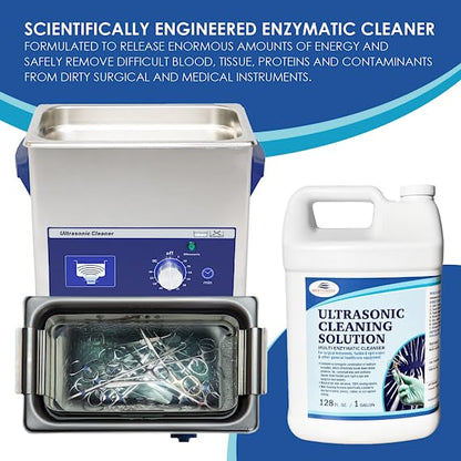 Multi-Enzymatic Ultrasonic Cleaner Solution For Professional Instrument And Equipment Reprocessing. Concentrated. One Gallon.
